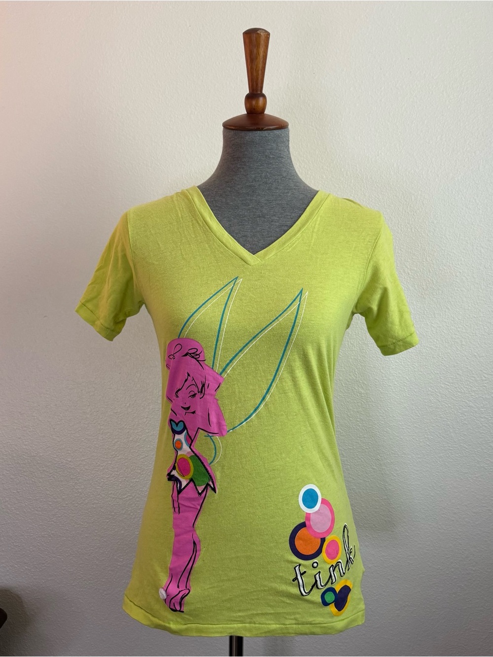 Disney Lime Green Tinkerbell V-Neck Tee